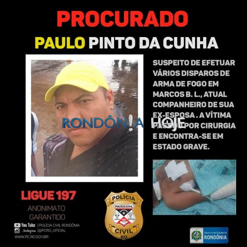 PC prende Paulo Pinto da Cunha suspeito de ter tentado matar uma vítima a tiros em Vilhena